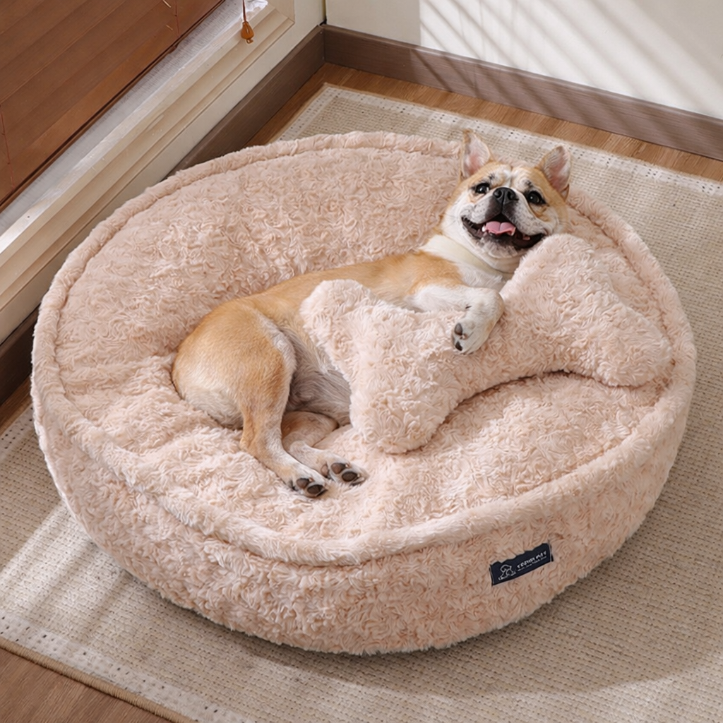 MolnMysig™ – Rund, lugnande hundbädd med mysig kudde