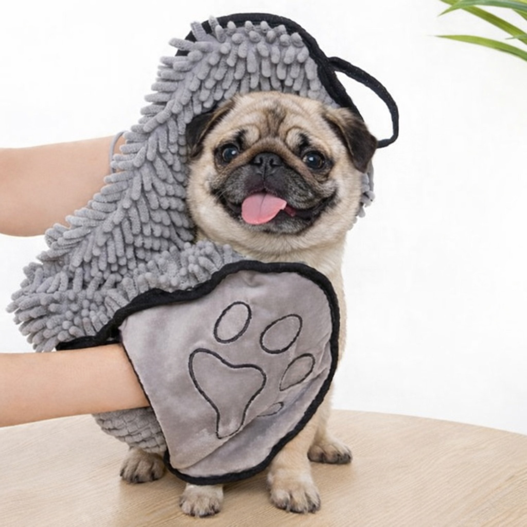 Snabbtorkande hundhandduk – mjuk & absorberande med smarta handfack
