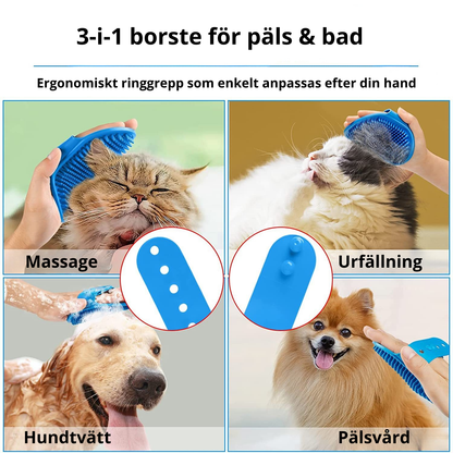 Hundborstset – schampo-, bad- och massageborste 3-pack